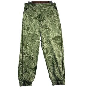 Athleta Brooklyn Jogger High Rise Pants Women's 12 Sumi Marble Green Athleisure